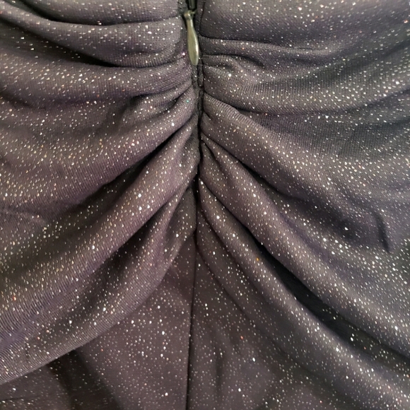 Alex Evenings Cold Shoulder Glitter Mesh Dress w/Draped Skirt,Cowl Neckline 16P - Picture 10 of 10